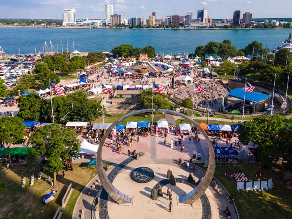 Arial view of a festival in Detroit
