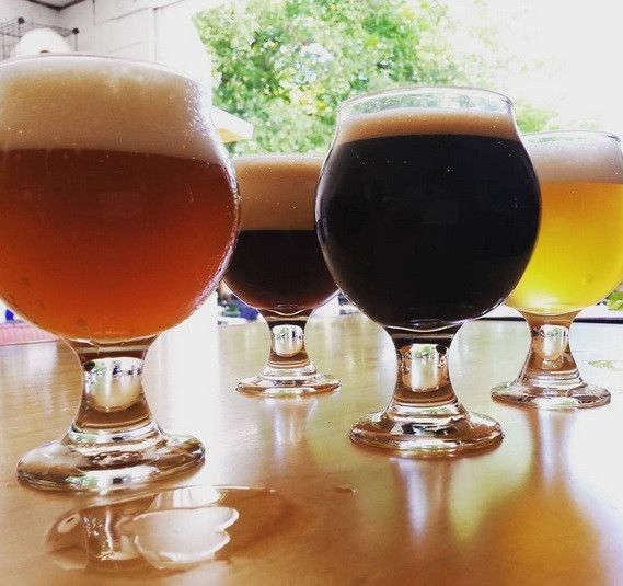 Glasses of alcohol from a beer trail