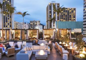 Outdoor patio at Hawaii resort