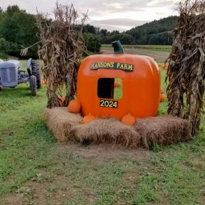 Hansons Farms Pumpkin shaped sign