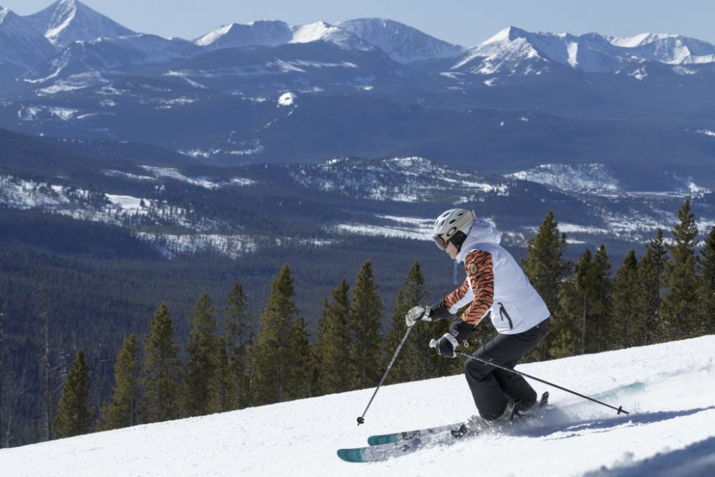 a single person snow skiing in montana