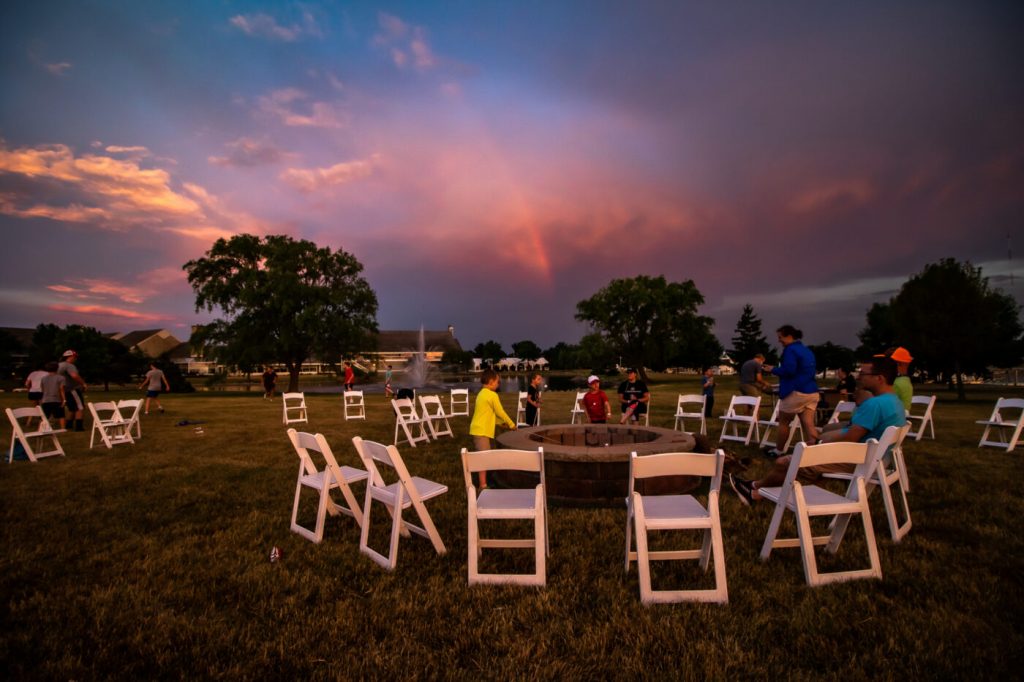 circle of chairs outside the firepit