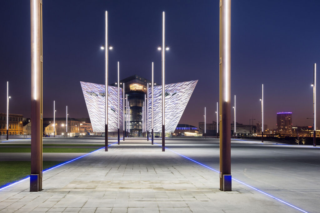 front of the Titanic Museum in Belfast