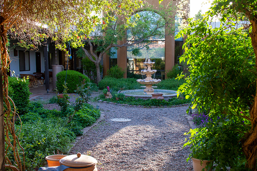 Casa de San Pedro B&B walkway to front fountain