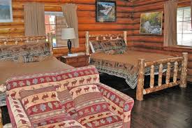 two beds inside a lodge