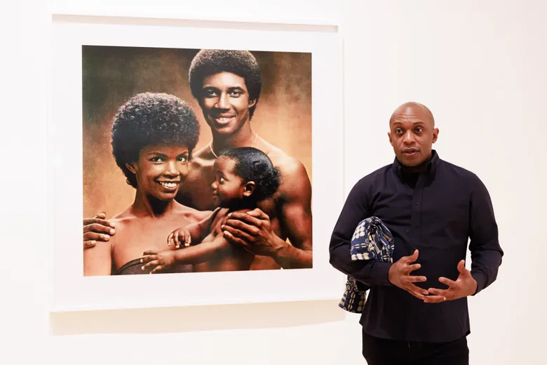 Hank Willis Thomas with art from LOVERULES exhibition