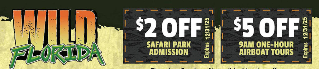 2 Coupons off for Wild Florida airboat ride