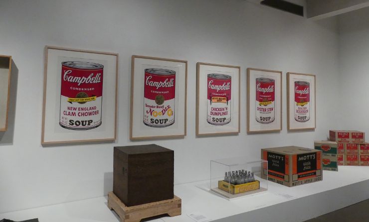 Campbells Soup cans art on a museum wall