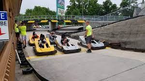 Go Karts in a line on a track