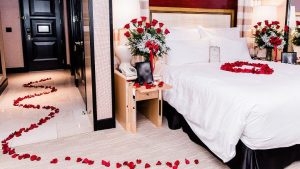 Rose Petals in hotel room