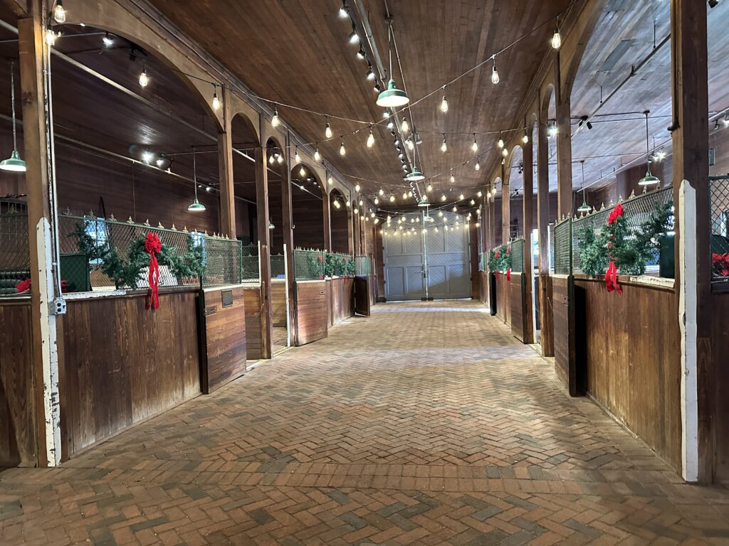 The Belle Meade Stables decorated for the holidays