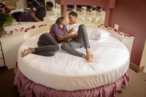 Unique accommodations couple on a circle bed