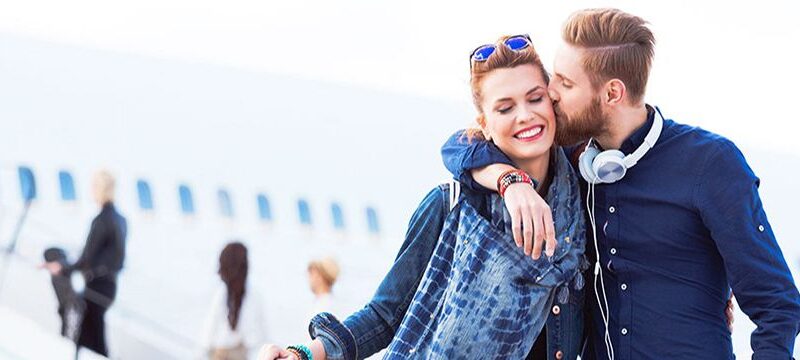 Flight Couple Kissing