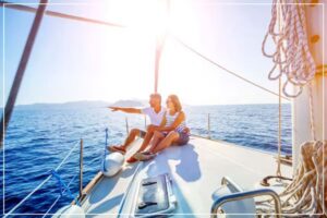 Beyond Times Square Couple sitting on a boat