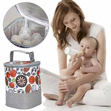 lady feeding a baby with insulated bottle