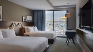Inside Hilton hotel in Buena Park, CA