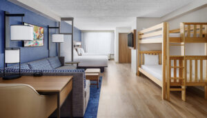 Inside hotel room featuring a bunk bed
