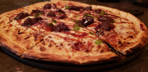 Blueberry meatball pizza