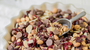 Closeup view of trail mix 