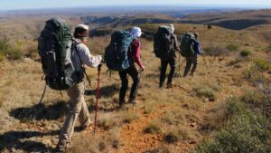 People backpacking