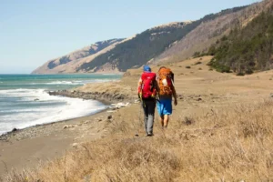Couple hiking along Lost Coast Trail’s Southern Section