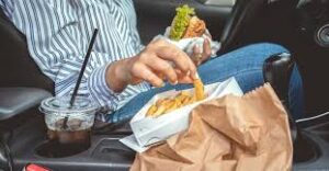 Someone eating in the car 