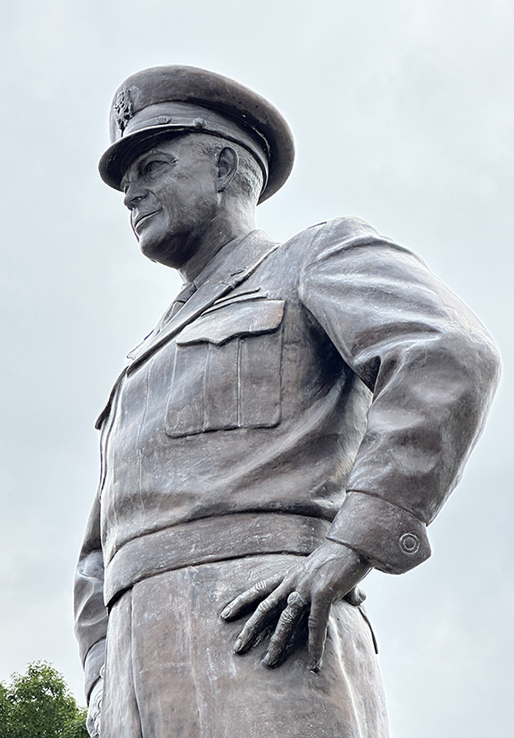 grey stone statue of President Dwight D. Eisenhower 