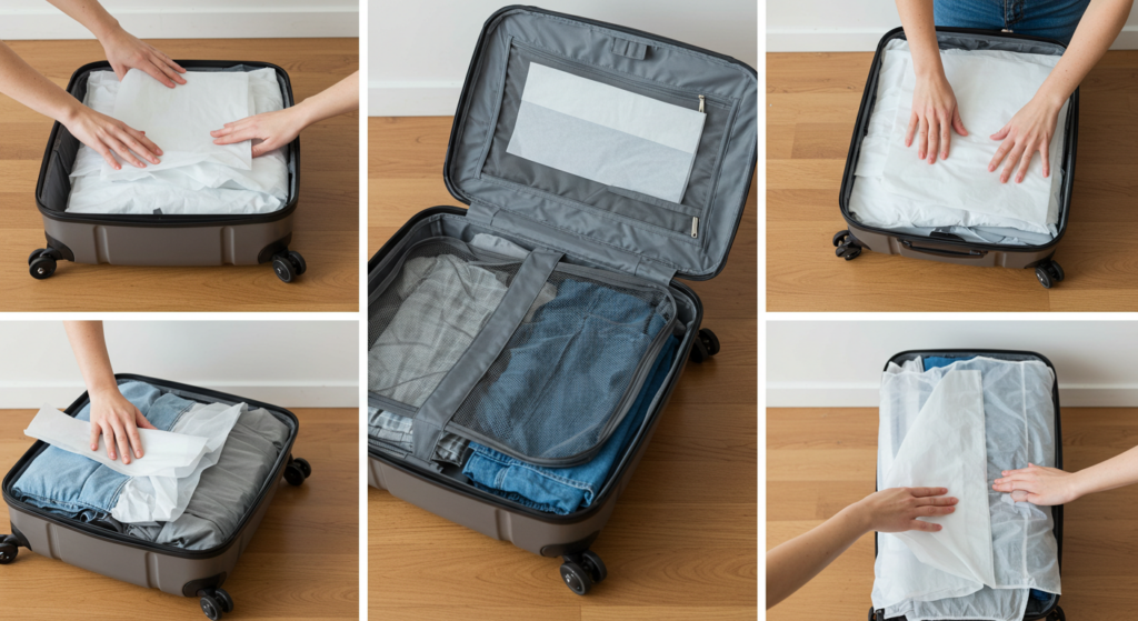 Packing using tissue paper