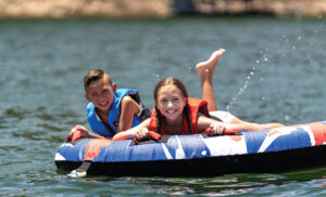Kids tubing at Lake Travis