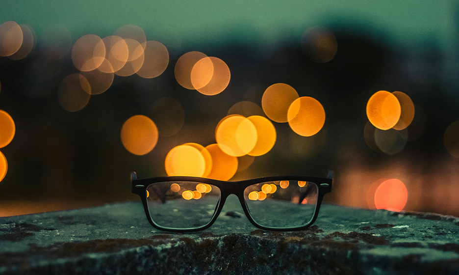 A pair of glasses left outside