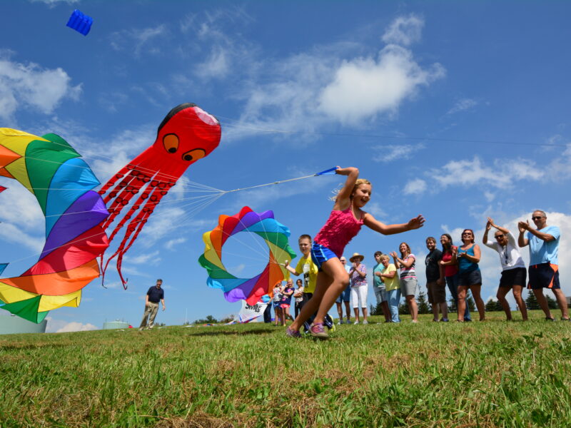 Girl with a colorful kite.