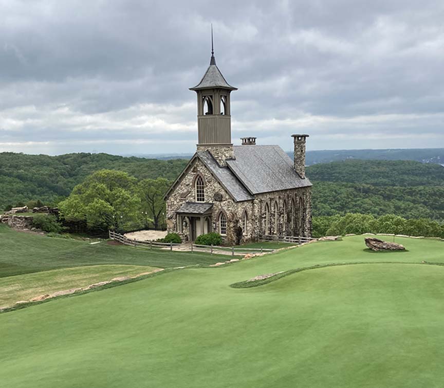 Chapel of Ozarks with golf course