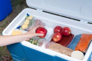 Open cooler packed full of food