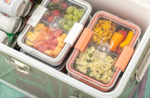 Food containers in a cooler