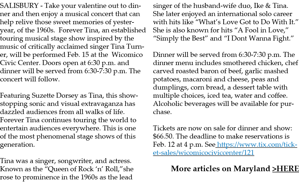 SALISBURY Take your valentine out to dinner and then enjoy a musical concert that can help relive those sweet memorie...