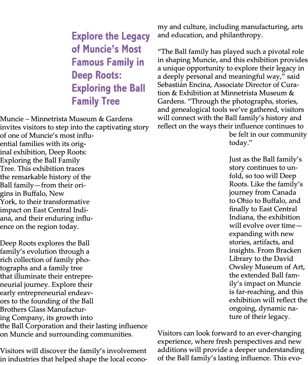  Explore the Legacy of Muncie’s Most Famous Family in Deep Roots: Exploring the Ball Family Tree Muncie – Minnetrista...