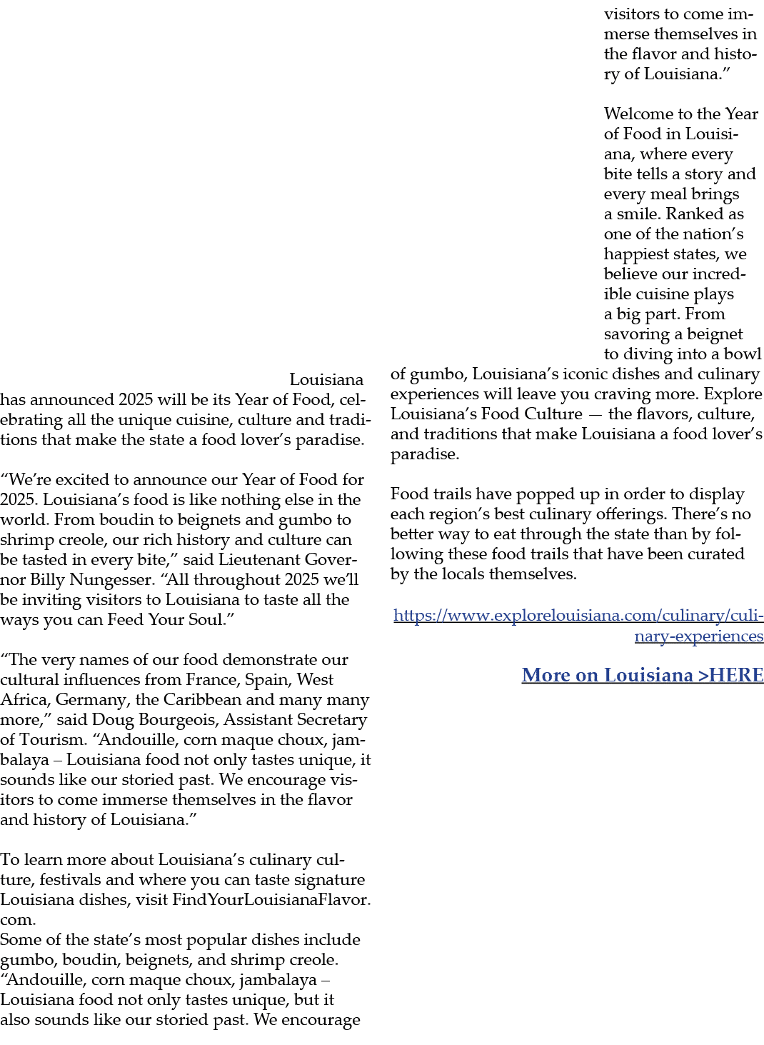  Louisiana has announced 2025 will be its Year of Food, celebrating all the unique cuisine, culture and traditions th...