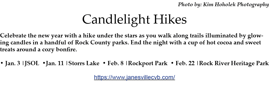 Photo by: Kim Hoholek Photography Candlelight Hikes Celebrate the new year with a hike under the stars as you walk al...