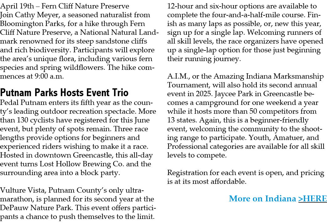 April 19th – Fern Cliff Nature Preserve Join Cathy Meyer, a seasoned naturalist from Bloomington Parks, for a hike th...