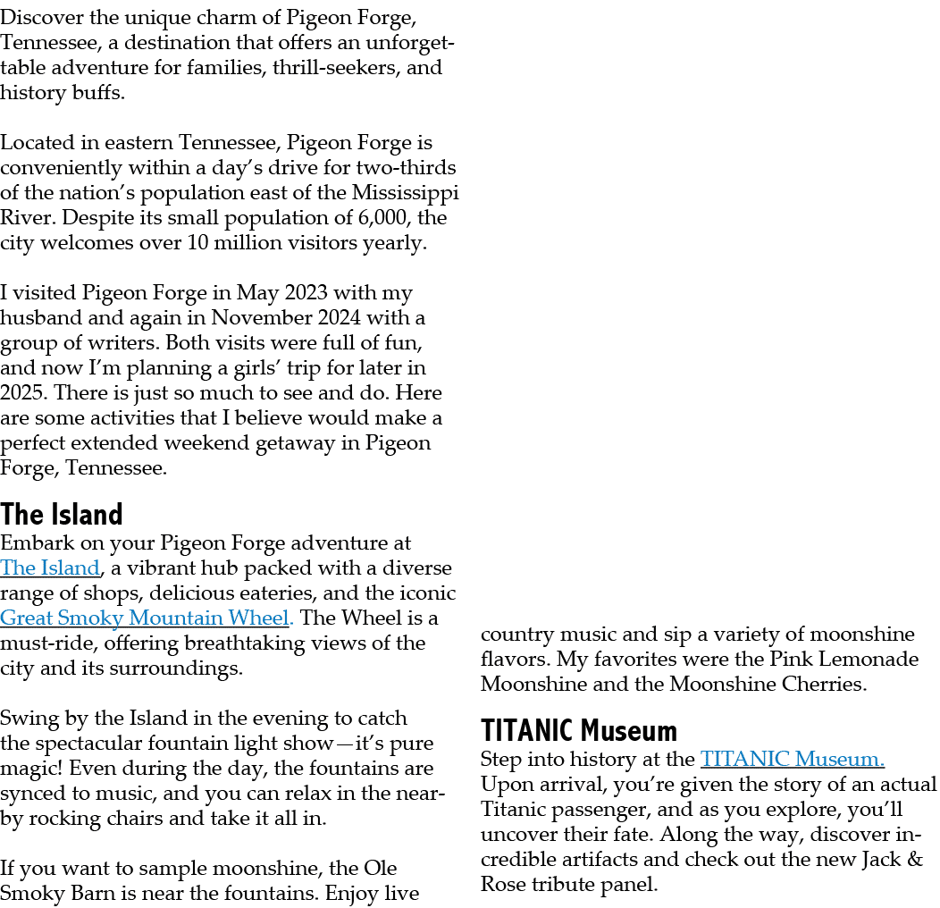 Discover the unique charm of Pigeon Forge, Tennessee, a destination that offers an unforgettable adventure for famili...