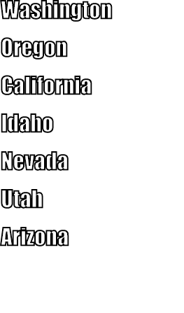Washington Oregon California Idaho Nevada Utah Arizona 