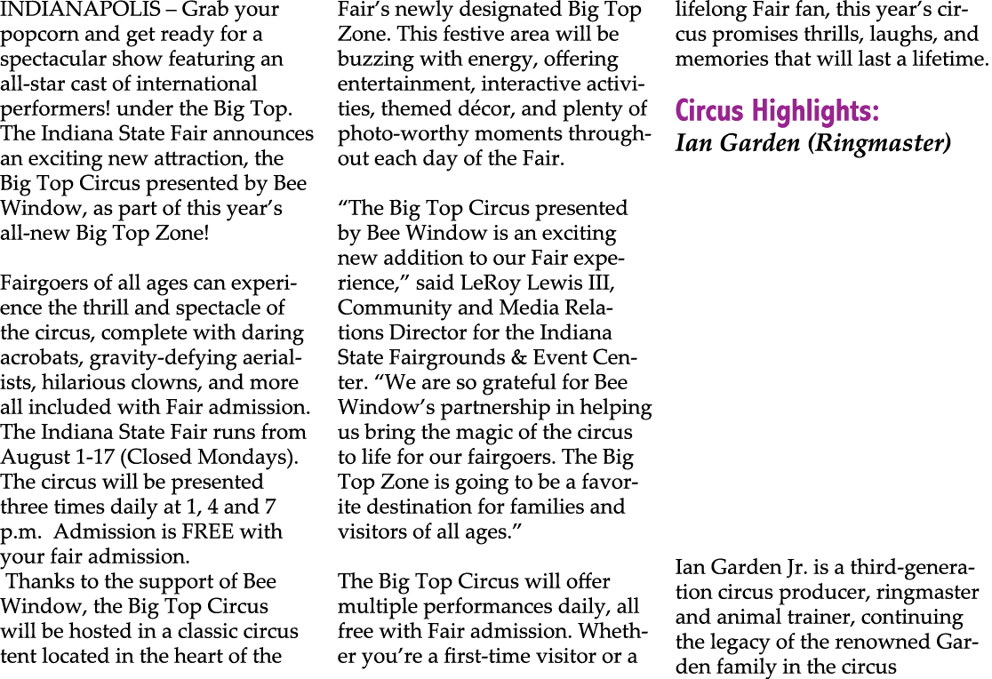 INDIANAPOLIS – Grab your popcorn and get ready for a spectacular show featuring an all star cast of international per...