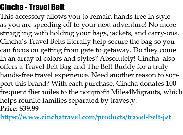 Cincha Travel Belt This accessory allows you to remain hands free in style as you are speeding off to your next adven...