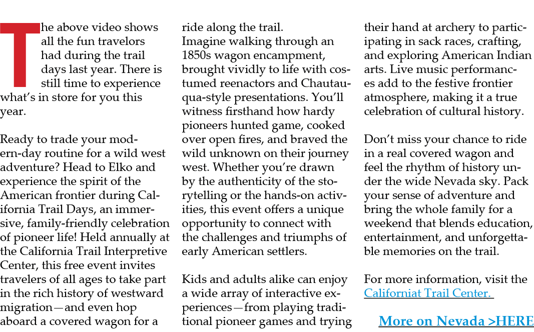 The above video shows all the fun travelors had during the trail days last year. There is still time to experience wh...