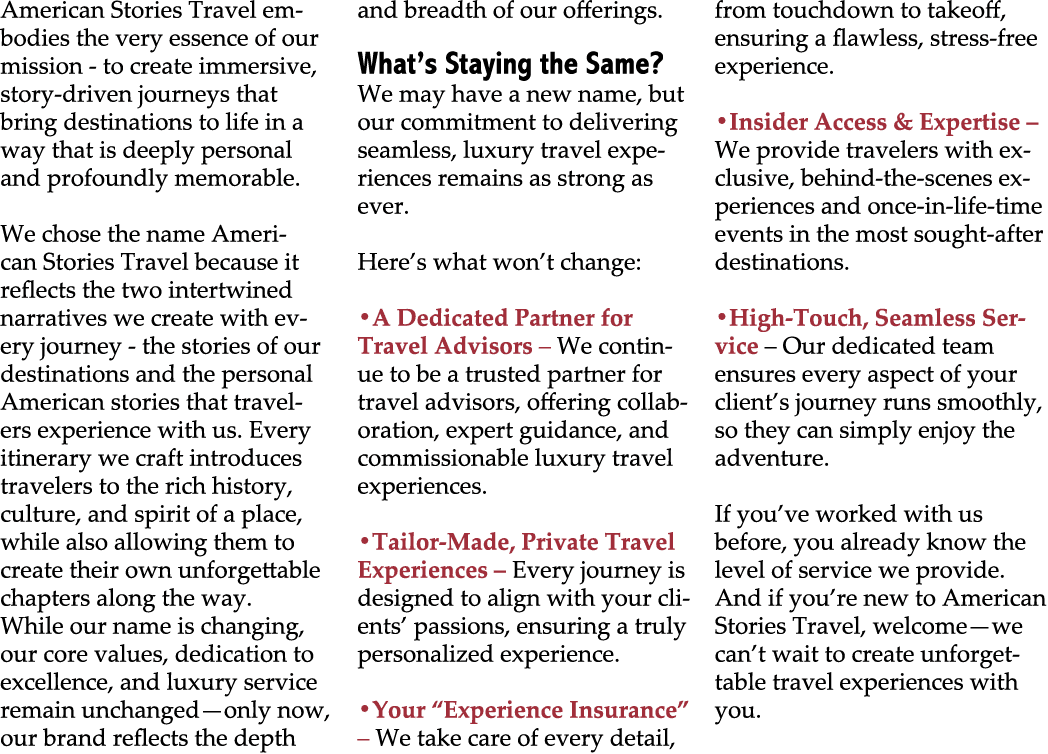 American Stories Travel embodies the very essence of our mission to create immersive, story driven journeys that brin...