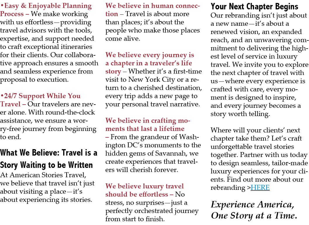 •Easy & Enjoyable Planning Process – We make working with us effortless—providing travel advisors with the tools, exp...