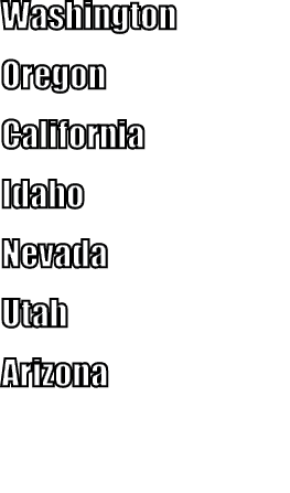 Washington Oregon California Idaho Nevada Utah Arizona 