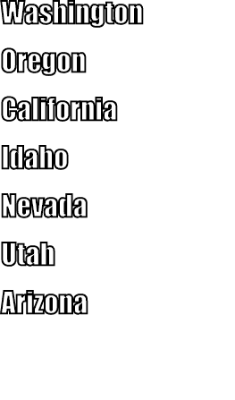 Washington Oregon California Idaho Nevada Utah Arizona 