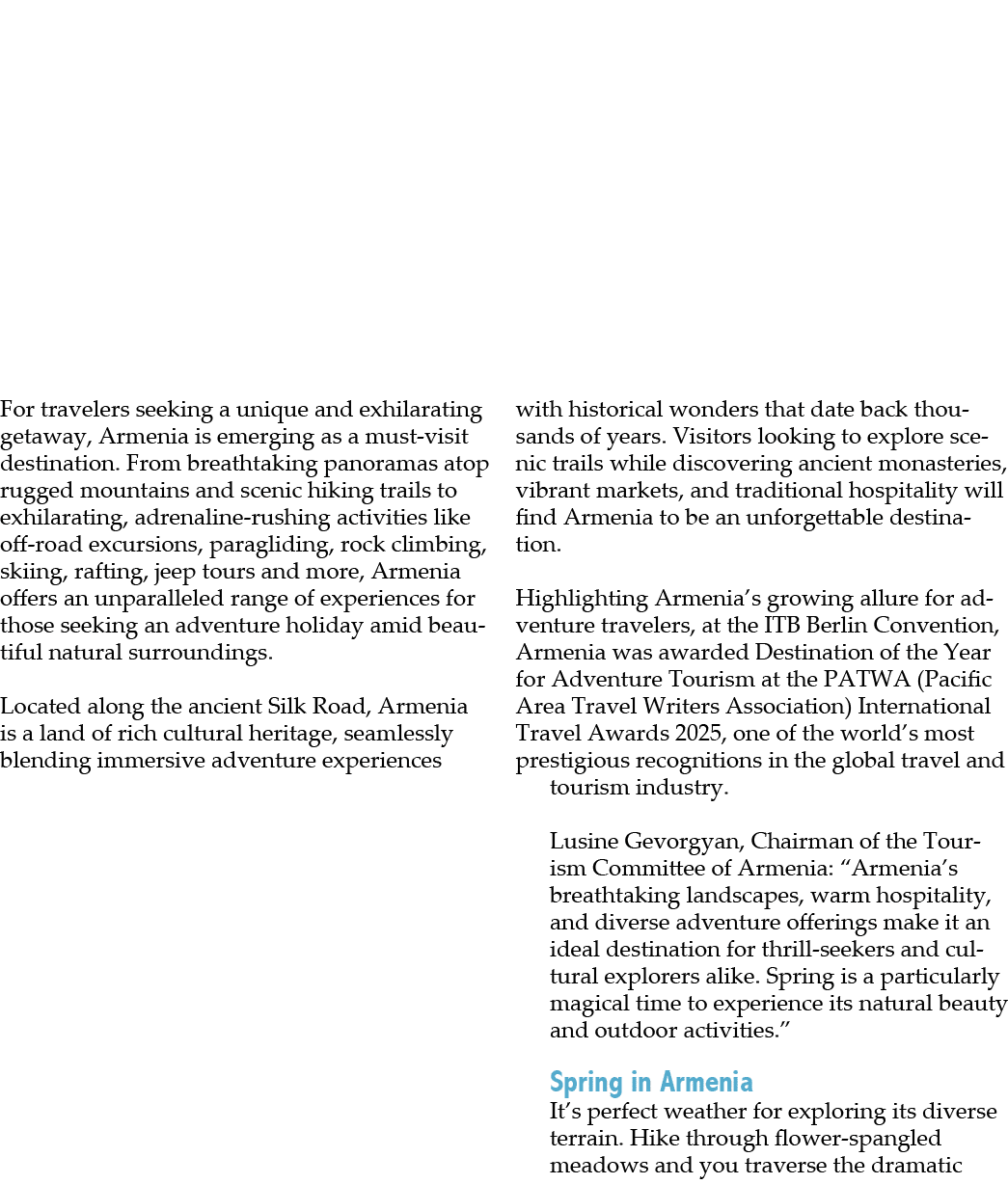 For travelers seeking a unique and exhilarating getaway, Armenia is emerging as a must visit destination. From breath...