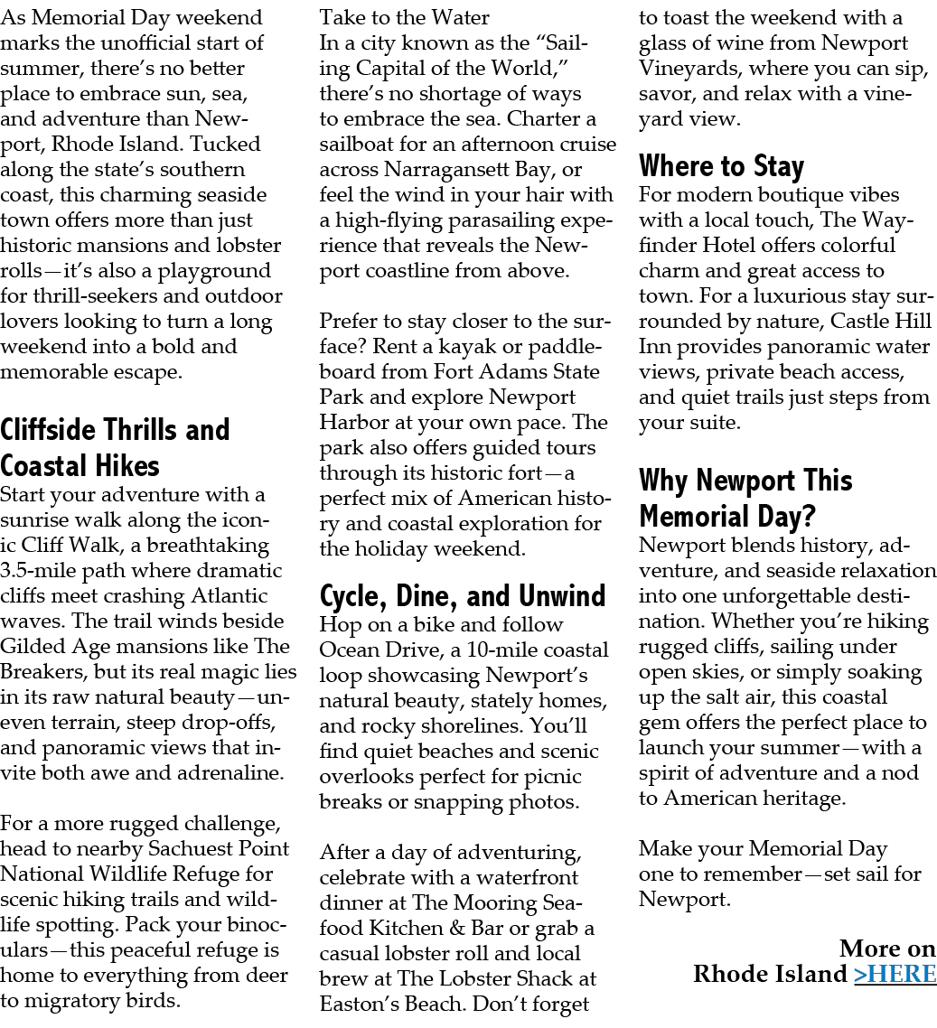 As Memorial Day weekend marks the unofficial start of summer, there’s no better place to embrace sun, sea, and advent...